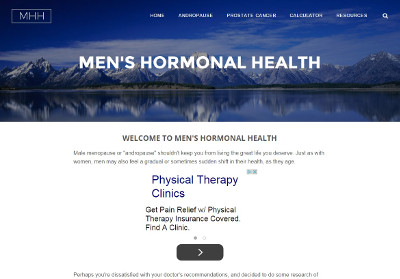 Men's Hormonal Health website above the fold.